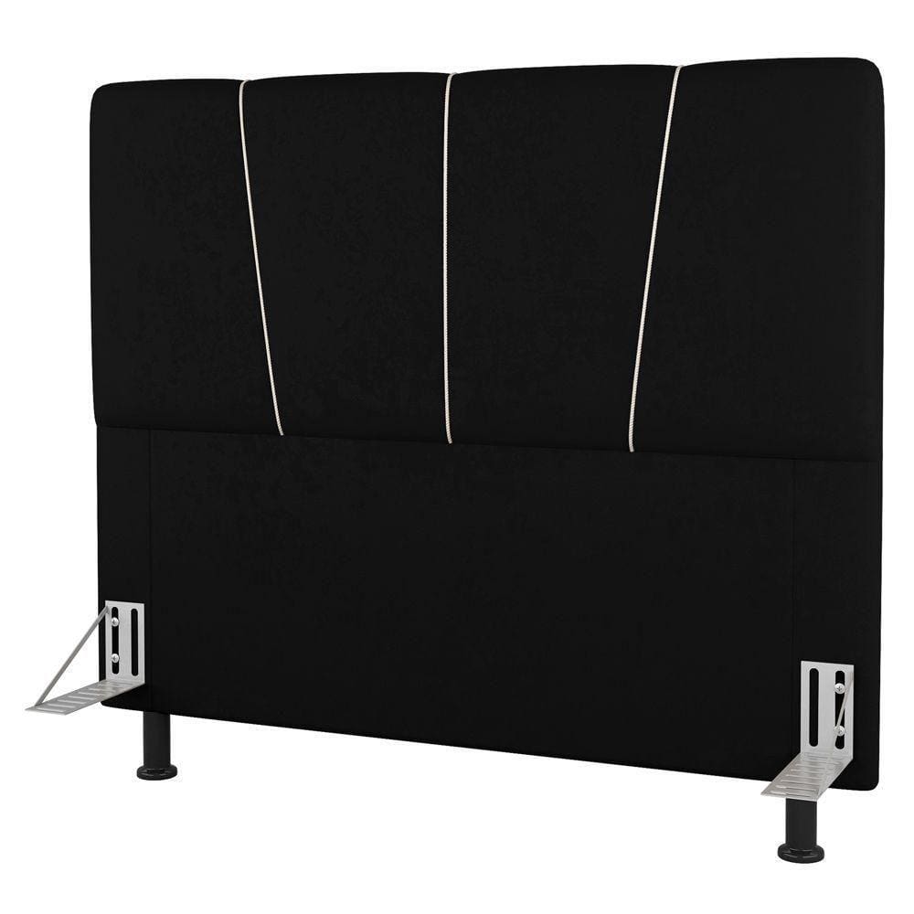 Cabeceira Cama Box Casal King Size Amber 195cm Estofada Suede Preto - Desk Design