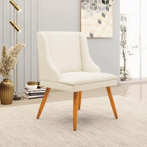Cadeira Decorativa Sala De Jantar Pés Palito De Madeira Firenze Linho Bege/natural G19 - Gran Belo