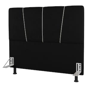 Cabeceira Cama Box Casal Queen Size Amber 160cm Estofada Sintético Preto - Desk Design