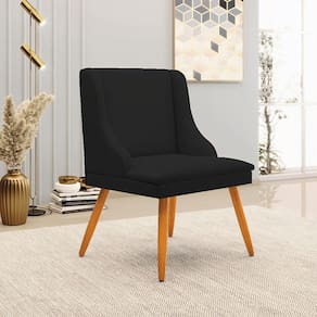 Cadeira Decorativa Sala De Jantar Pés Palito De Madeira Firenze Linho Preto/natural G19 - Gran Belo