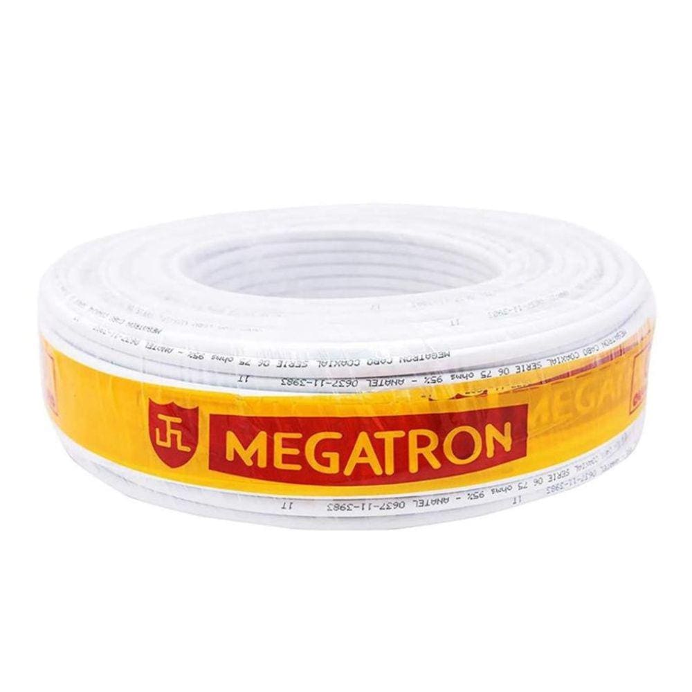 Cabo Coaxial Rf 4Mm+2X26Awg Branco 100 Metros Megatron