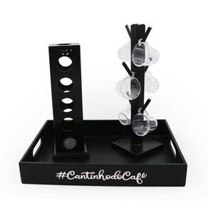 Kit 6 Xicara Acrílico Porta Capsulas 3 Corações Bandeja
