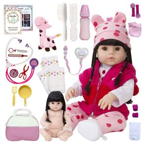 Boneca Reborn Bebe Reborn Menina 100% Silicone + Girafinha