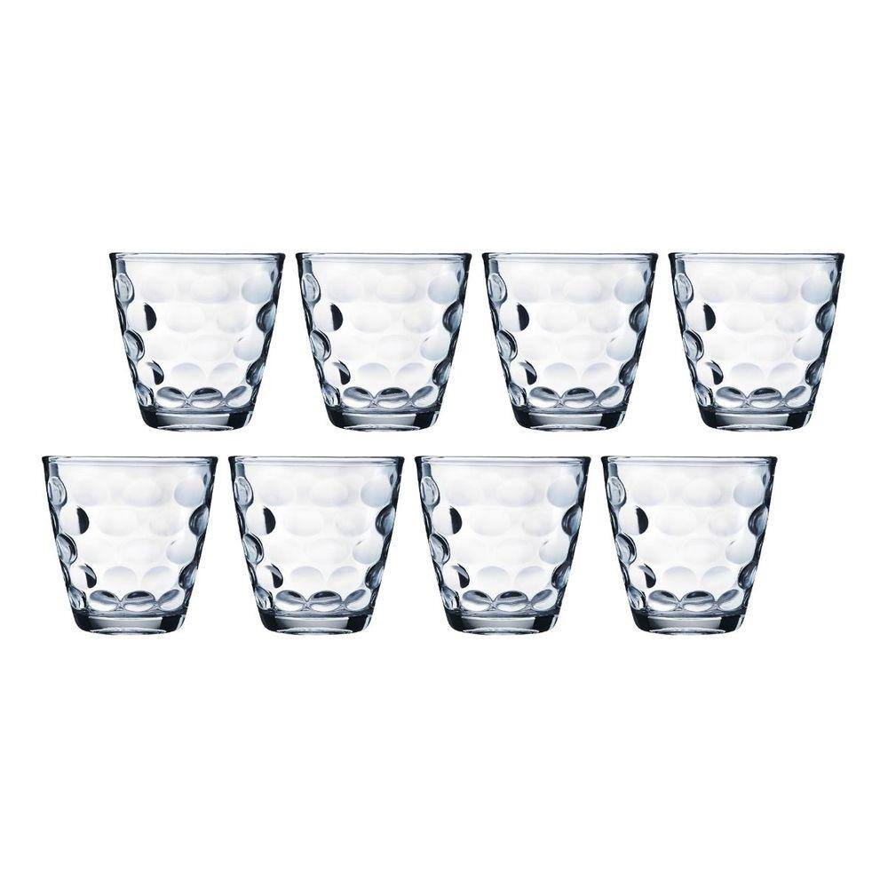 Jogo Transparente Redondo Bangkok 8 Copos 250ML Vidro Suco