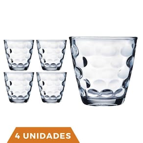 Kit Com 4 Copos de Vidro Transparente 250ML Bangkok Redondo