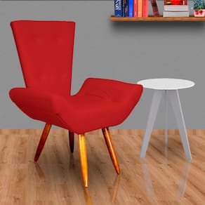 Poltrona Cadeira Sofá Maisa Decorativa Consultório Quarto Sala Suede Vermelho - LM DECOR