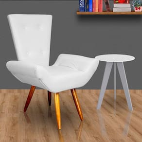 Poltrona Cadeira Sofá Maisa Decorativa Consultório Quarto Sala Suede Branco - LM DECOR