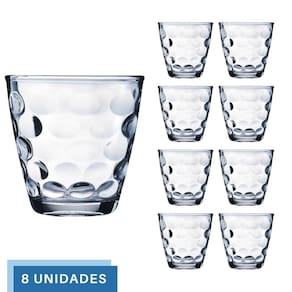 8 Peças Copos Vidro Transparente Redondo Bangkok 250ML Água