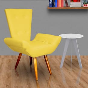 Poltrona Cadeira Sofá Maisa Decorativa Consultório Quarto Sala Suede Amarelo - LM DECOR