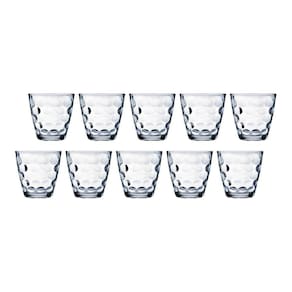 Jogo Transparente Redondo Bangkok 10 Copos 250ML Vidro Suco