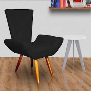 Poltrona Cadeira Sofá Maisa Decorativa Consultório Quarto Sala Suede Preto - LM DECOR