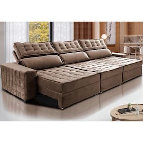 Sofá Retrátil e Reclinável 3,85m Cama inBox Big Star. com SoftGelD40 Velupluma