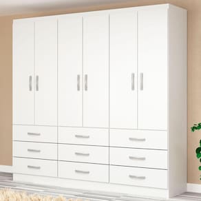 Guarda-Roupa Casal 6 Portas 9 Gavetas Branco - Evidencia Móveis