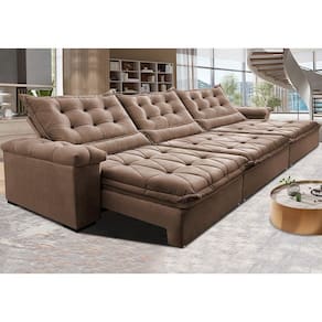 Sofá Retrátil e Reclinável 3,55m Cama inBox Big Fresh. com SoftGelD40 Velupluma