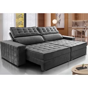 Sofá Retrátil e Reclinável 2,35m Cama inBox Big Star. com SoftGelD40 Velupluma
