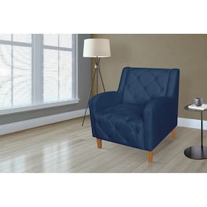 Poltrona Estofada Hall de Entrada Munique Suede Azul Marinho - LM DECOR