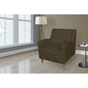 Poltrona Para Recepção Sala De Estar Munique Suede Marrom - LM DECOR