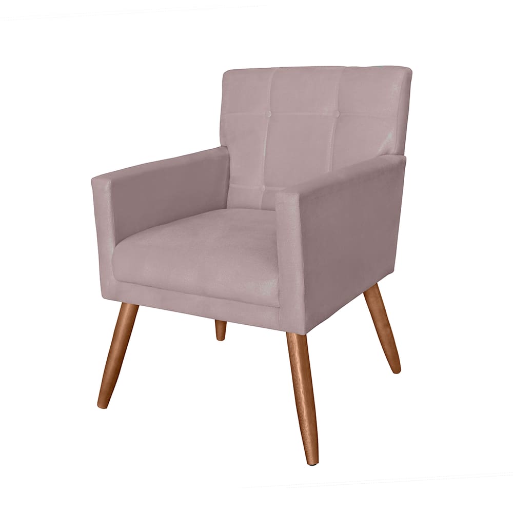 Poltrona Cadeira Decorativa Estofada Para Recepção Onix Suede Rose - LM DECOR