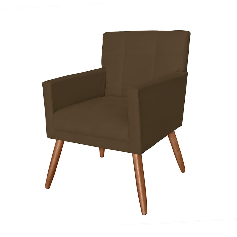 Poltrona Cadeira Decorativa Estofada Para Salão de Beleza Onix Corano Marrom - LM DECOR