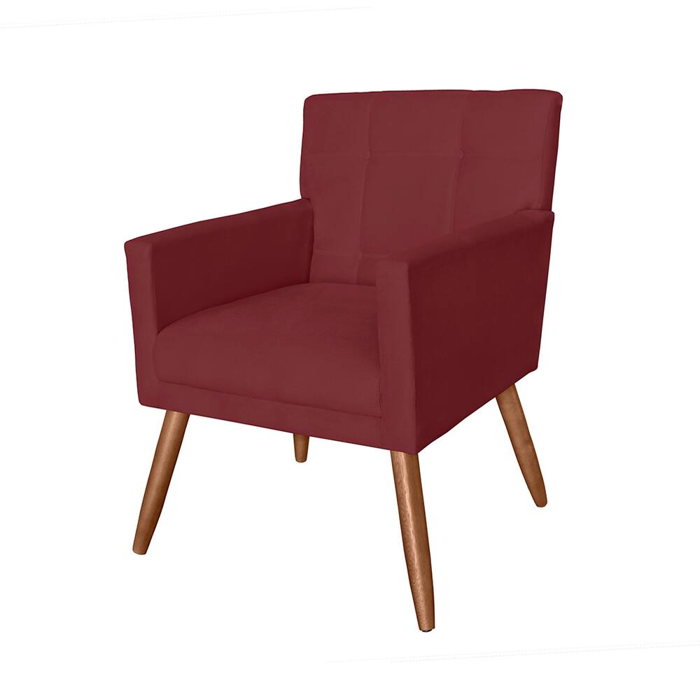 Poltrona Decorativa Estofada Para Sala de Estar Onix Suede Vermelho Bordo - LM DECOR