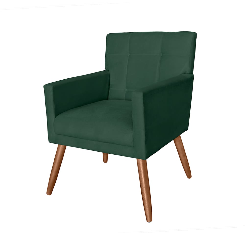 Poltrona Decorativa Estofada Para Sala de Estar Onix Suede Verde - LM DECOR