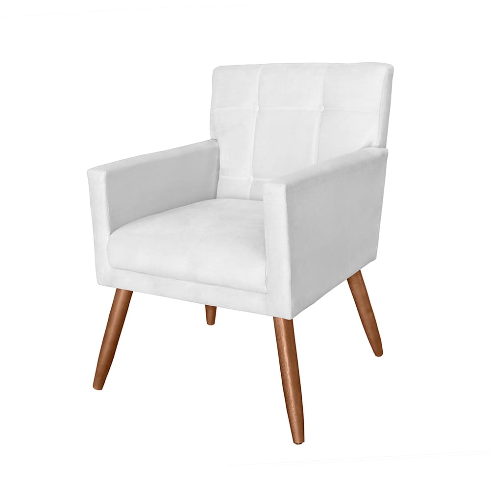 Poltrona Cadeira Decorativa Estofada Para Salão de Beleza Onix Suede Branco - LM DECOR