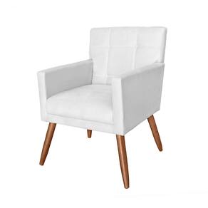 Poltrona Cadeira Decorativa Estofada Para Consultório Onix Corano Branco - LM DECOR