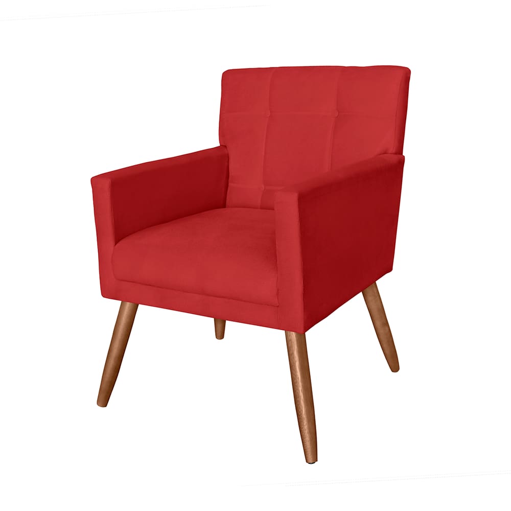 Poltrona Decorativa Estofada Para Hall de Entrada Onix Corano Vermelho - LM DECOR
