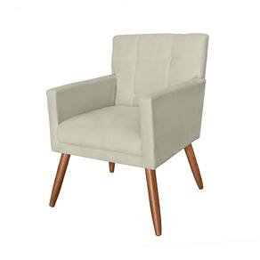 Poltrona Cadeira Decorativa Estofada Para Consultório Onix Corano Bege - LM DECOR