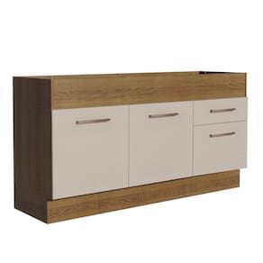 Balcão de Pia 150 cm 2 Portas e 2 Gavetas (Sem Tampo e Pia) Rustic/Crema Agata Madesa
