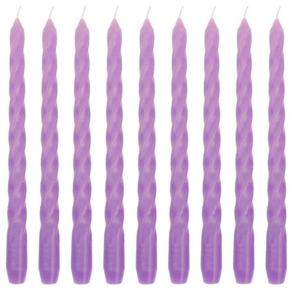 10 Vela Castiçal Torcida 26 Cm Lilás Roxa Decoração Comprida