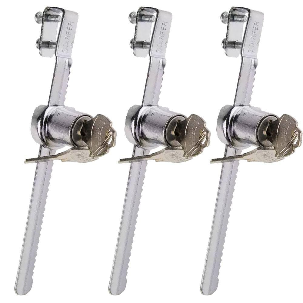 Kit 3 Fechadura Trava Jacaré para Vitrine Vidro Starfer 140mm