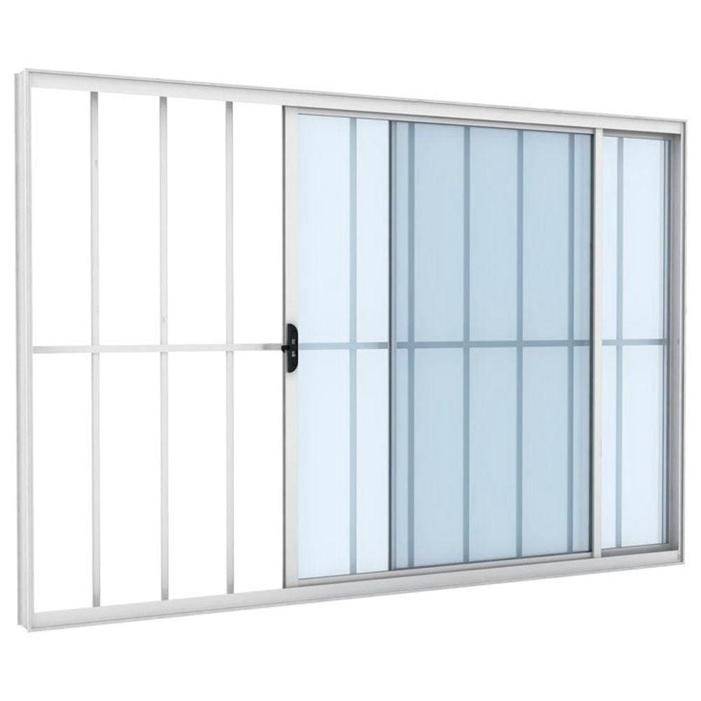 Janela Vitro 2 Folhas Com Grade Aluminio Branco - 1.00 (A) X 1.20 (L)