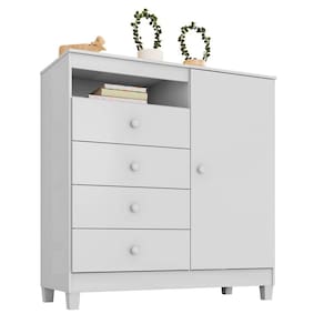 Cômoda Sapateira 1 Porta e 4 Gavetas Baby Kid`s Branco Incorplac