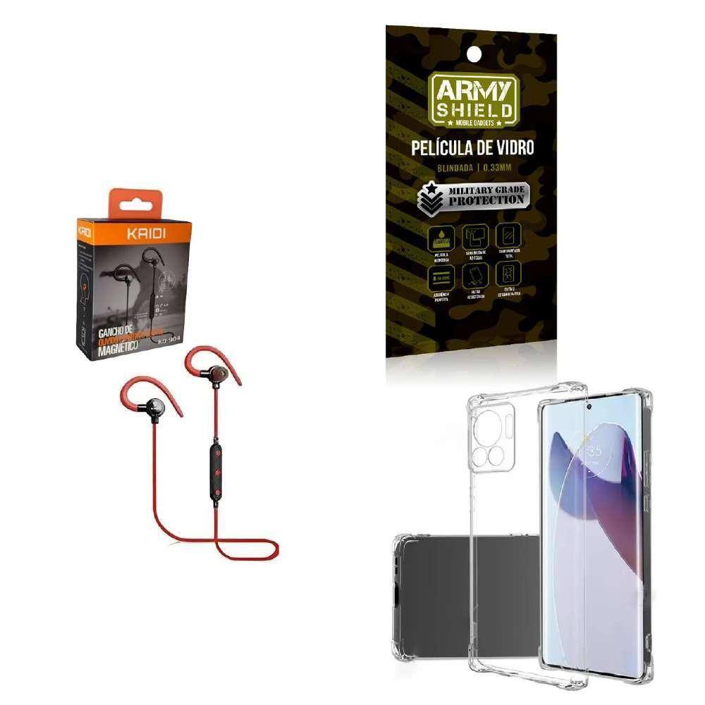 Kit Capinha Moto Edge 30 Fusion Fone Bluetooth E Película 3D