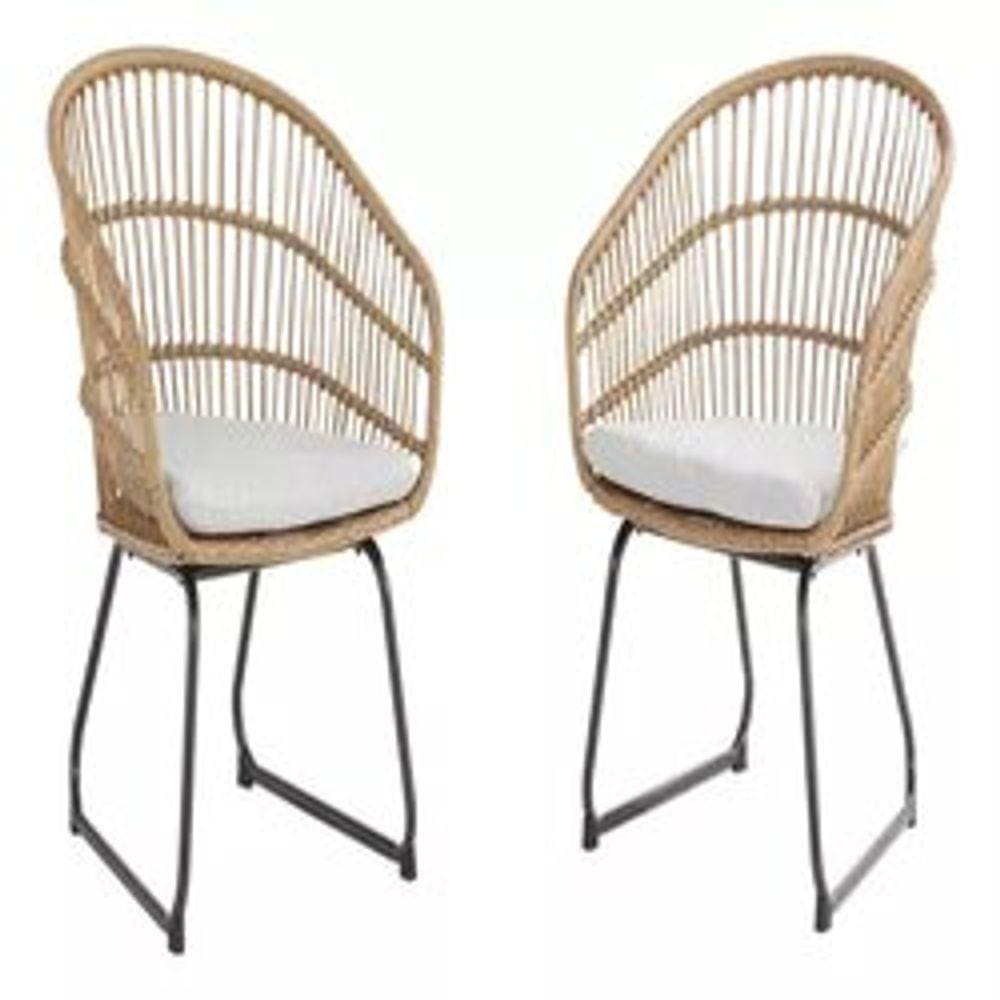 Conjunto Para Jardim Com 2 Cadeiras Rattan E Aço - Premium