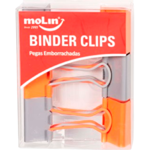 Binder Clips Soft Touch 6 unid 25mm Laranja/Cinza Molin