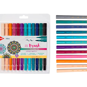 Caneta Sketch Vibes Pincel+Fina 12 cores Boho Chic TRIS