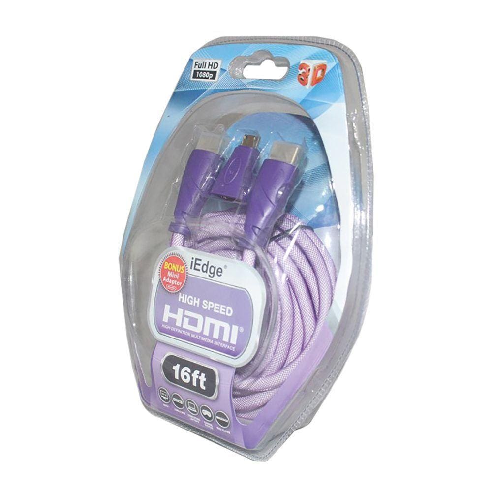 Cabo Hardline Hdmi 5,0Mts E Miniadaptador Blister Roxo