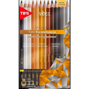 Lápis de cor Tris Vibes 12 cores Tons Escandinavos TRIS