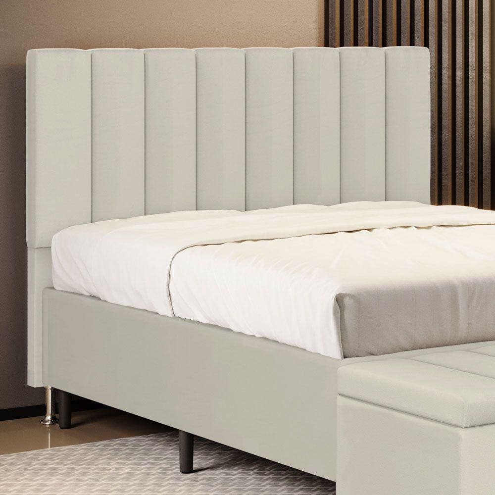Cabeceira Nashira 140 para Cama de Casal A-017 Couro Bege Aradecor