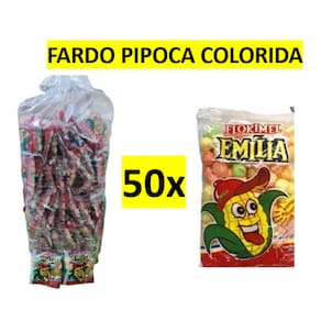Pipoca Colorida Emilia Flokimel Fardo C/50 unids de 10g
