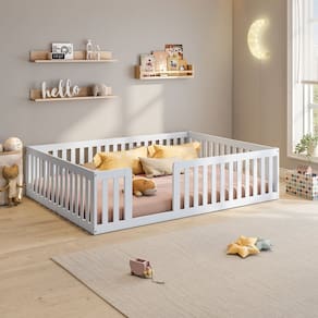 Cama Montessoriana Casal Com Grade Giulia Casatema Branco