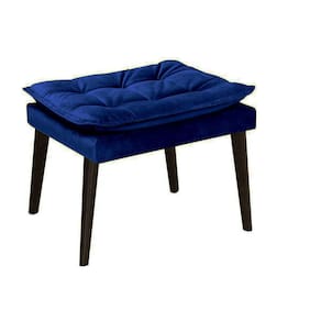 Puff Banqueta Decorativa Para Sala E Quarto Opala Suede Azul Marinho -LM DECOR