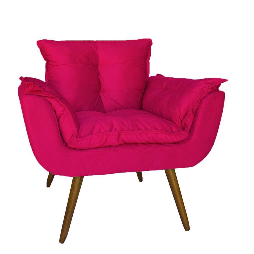 Poltrona Decorativa Para Sala E Recepção Opala Suede Rosa Pink - LM DECOR