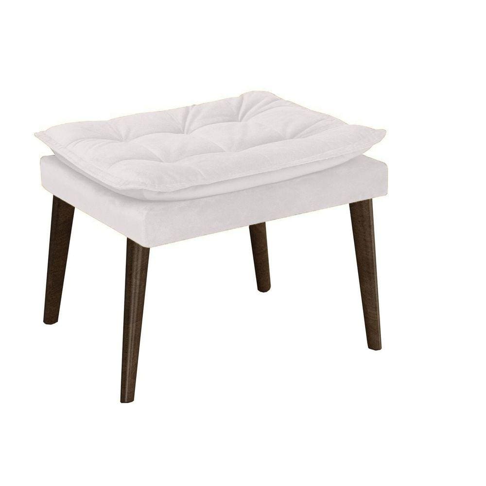 Puff Banqueta Decorativa Para Sala E Quarto Opala Suede Branco -LM DECOR