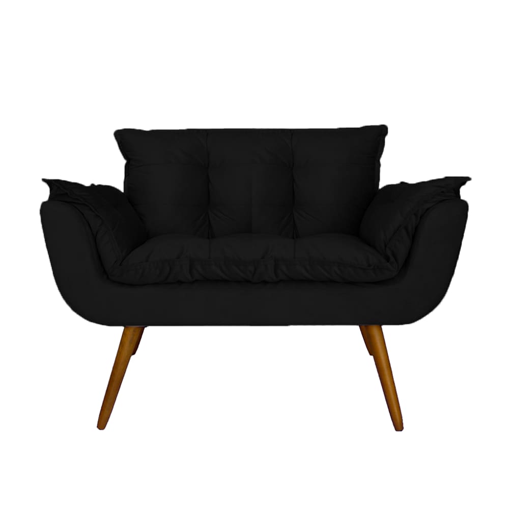 Namoradeira Decorativa Estofada Para Consultório Opala Suede Preto - LM DECOR