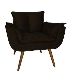Poltrona Decorativa Estofada Para Consultório Opala Suede Marrom - LM DECOR