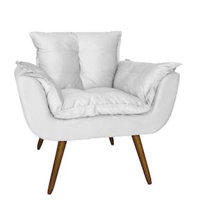 Poltrona Decorativa Estofada Para Consultório Opala Suede Branco - LM DECOR