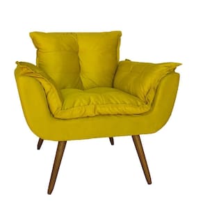 Poltrona Decorativa Para Sala E Recepção Opala Suede Amarelo - LM DECOR